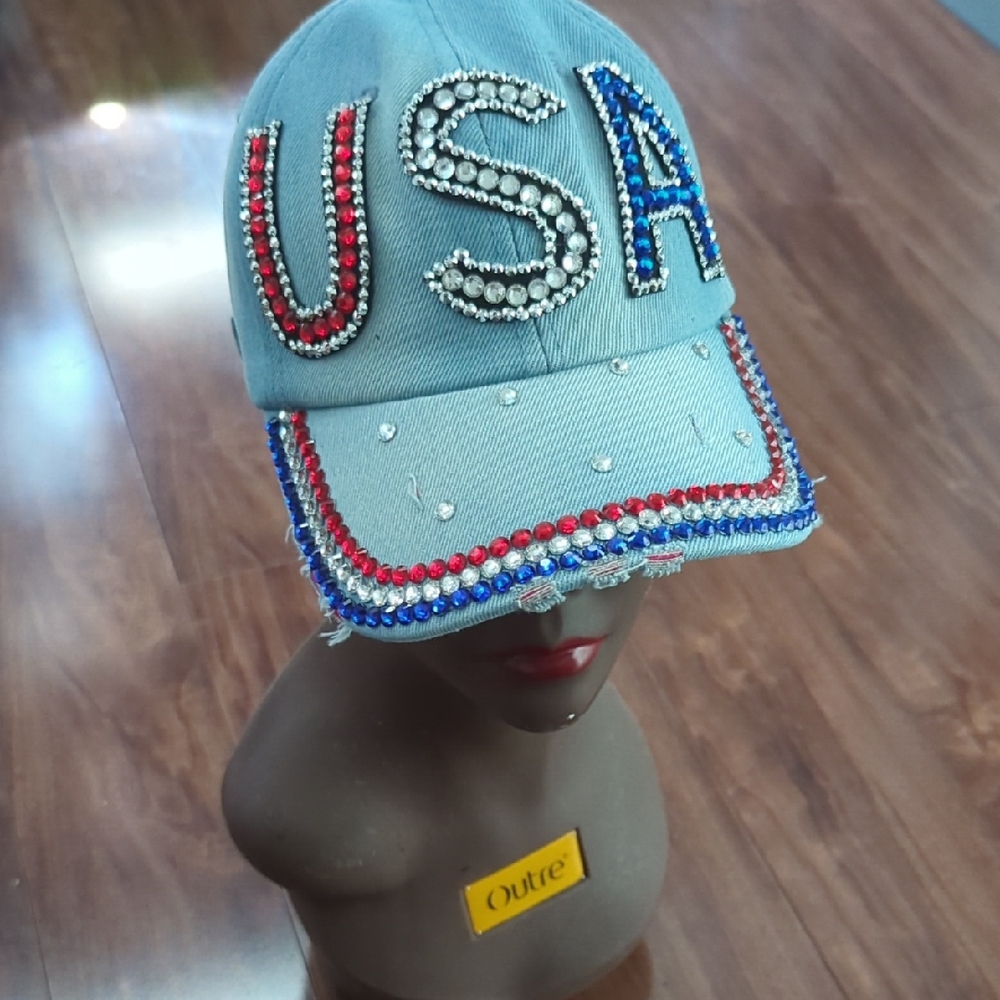 USA Embellished Denim Cap